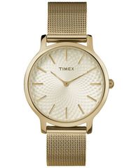 タイメックス レディース アクセサリー 腕時計 メッシュ Tシャツ Timex Womens Quartz Analog Transcend GoldTone Stainlessteel Mesh W