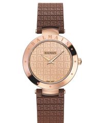 バルマン レディース アクセサリー 腕時計 Womenswiss Quartz Balmainia Bijou Sapphire Crystal Brown Rubber Watch 33mm Bro