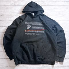 ミリタリー MARINES HOODIE マリーンズ ブラック グレー オレンジ USMC アメリカ海兵隊 バックプリント ミリタリーパーカー 古着 #26501