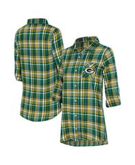 コンセプツ スポーツ レディース トップス シャツ Conceptsport Womens Green Bay Packers Laney Plaid TriBlend Nightshirt Gree