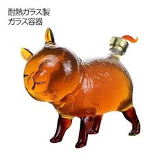 ウイスキーデカンター 耐熱ガラス製 動物型 猫型 ウィスキーデキャンタ リキュール用 アルコール用 ガラス容器 アルコールボトル ウィスキーボトル デキャンタ 鉛フリー ストッパー付き ねこ ネコ か#erika14716
