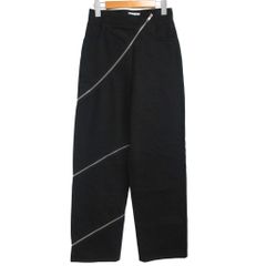 アライア ALAIA 美品 PARIS SPIRALE スピラーレ ジーンズ デニムパンツ 螺旋ジップ ワイドレッグ 34 黒 ブラック AA9P0295D003 ■MNK3