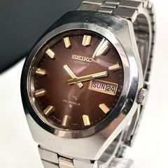 稼働 純正ブレス SEIKO セイコー LM ロードマチック 腕時計 自動巻き AT デイデイト 25石 ブラウン文字盤 1974年5月製造 japan vintage