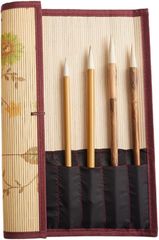 特価セール 筆入れ 筆ケース 竹製 書道 花柄 ポケット付き 筆巻き 筆 収納 保管 geneX 持ち運び M