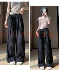 ワイドパンツ レディース 夏 ボトムス パンツ 涼しい ゆったり 体型カバー カラーパンツ ロングパンツ 캐주얼