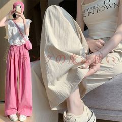 夏 ボトムス パンツ ワイドパンツ レディース涼しい ゆったり 体型カバー カラーパンツ ロングパンツ カジュアル