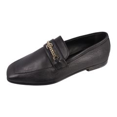 未使用 クリスチャンルブタン Christian Louboutin ローファー モカシン チェーン CLロゴ シューズ 靴 イタリア製 レディース 36.5(23.5cm相当) 本革 レザー ブラック