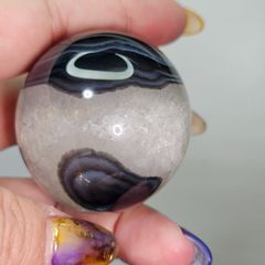 ブラックアゲート 水晶 共生 スフィア