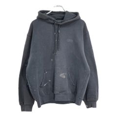 Reebok リーボック スウェットパーカー ワンポイントロゴ ペンキ ブラック メンズ L 중고 古着 V4098