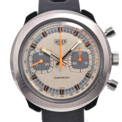 ホイヤー Heuer 733809 ヴィンテージ テンポラーダ クロノグラフ シルバー 手巻き メンズ 良品 腕時計 O#151374