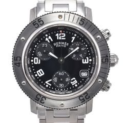 エルメス HERMES CL2.310 クリッパー ダイバー クロノグラフ ブラック クォーツ レディース 良品 腕時計 O#150811