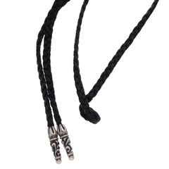 クロムハーツ LEATHER BRAID スクロールレザーブレード シルバーネックレス メンズ