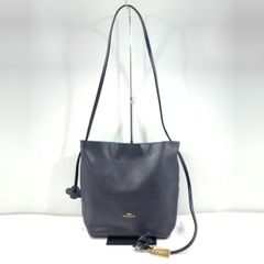 상태좋음 !! COACH コーチ F58661 ダービーペブルドレザー クロスボディ ポシェット ダーク ネイビー ショルダーバッグ レディース ブランドバッグ