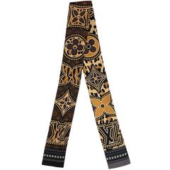 ルイ ヴィトン リボン スカーフ バンドー LV ワールド クリーニング済み モノグラム M70853 LOUIS VUITTON シルク ブラウン 茶色 ヒョウ柄 レオパード 中古 レディース