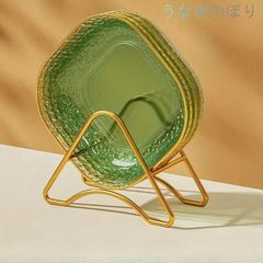 4枚セット、ゴールデンリムスクエアサービングトレイ、ゴミ皿、串骨皿、フルーツプレート、デザートプレート、ケーキプレート、スナックプレート、朝食プレートキッチン用品キッチン用品食器アクセサリー