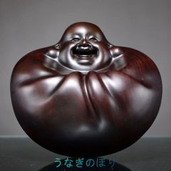 상태좋음 ★黒檀木 木彫り弥勒仏像の置物 仏教工芸品