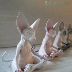 4点瞑想ヨガハッピー猫気まぐれな仏スフィンクス猫像アールデコ調の彫刻屋外ガーデン像
