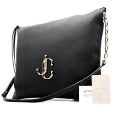 미사용 に近い JIMMY CHOO ジミーチュウ ヴァレンヌ VARENNE ショルダーバッグ レザー ブラック 黒