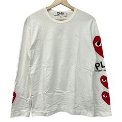 PLAY COMMEdesGARCONS プレイ 꼼데가르송 長袖Tシャツ サイズM メンズ 상태좋음 白×レッド×黒