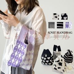 ニット バッグ ニットバッグ マルシェバッグ ニット トートバッグ 縦型 クロシェ編み かぎ針 ハンドバッグ マルシェ 韓国 レディース ミニバッグ ミニバッグ