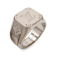LOUIS VUITTON ルイ ヴィトン シグネットリング モノグラム 指輪 メタル シルバー Lサイズ 日本サイズ約21号 M62488