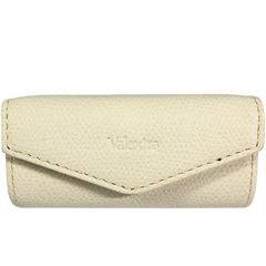 美品【ヴァレクストラ】本物 Valextra 印鑑ケース ロゴモチーフ 小物入れ リップケース アイボリー色系 本革 レザー メンズ レディース