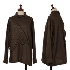 イッセイミヤケISSEY MIYAKE リーフレットプリーツ切替ブラウス 焦げ茶L位