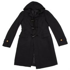꼼데가르송 オムプリュスCOMME des GARCONS HOMME PLUS ポリトグルボタンフーデッドロングジャケット 黒M
