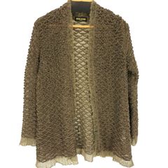 ヒロココシノ HIROKO KOSHINO 編みデザイン ラメ糸入り  アルパカ モヘア カーディガン レディース  40