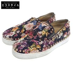 CHRISTIAN LOUBOUTIN　クリスチャンルブタン　PIKBOAT スタッズ 花柄 スリッポン スニーカー シューズ レディース ネイビー系 34 1/2　34 1/2