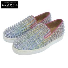 CHRISTIAN LOUBOUTIN　クリスチャンルブタン　美品 ROLLER BOAT スタッズ ラメ スリッポン スニーカー シューズ レディース マルチカラー 34　34