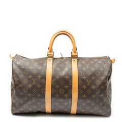 [中古] LOUIS VUITTON ルイ・ヴィトン キーポル ブラウン モノグラム・キャンバス AB