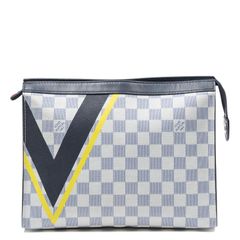 [中古] LOUIS VUITTON ルイ・ヴィトン ポシェット・ヴォワヤージュ アイボリー／ブルー ダミエ・アズール A