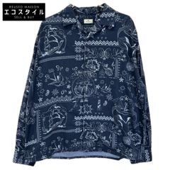 ETRO　エトロ　222-1K467-3153 ブルー コットン バンダナグラフィック ロングスリーブボタンシャツ　L