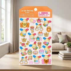 산리오 ウサハナ 金箔ぷっくりシール 単品販売 산리오 キャラクター グッズ ぷっくり 立体 かわいい シール ステッカー sanrio 正規品 金箔