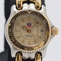 美品 稼働 タグホイヤー セル プロフェッショナル200M S95.708 M21933 QZ デイト アイボリー文字盤 女腕時計 5656200 10NBT SMB ABC34192