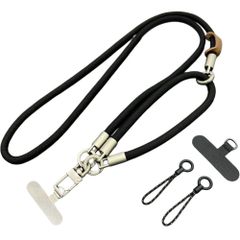 DEVENTORZ スマホストラップ 首掛け・肩掛け・手首 3WAY スマホショルダー リストストラップ ストラップホルダー*2 小物収納付き 補助ストラップ*2 軽量 落下防止 iPhone?Android 全機種対応 ブラック