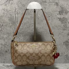 상태매우좋음 COACH コーチ 2way ショルダーバッグ アクセサリーポーチ シグネチャー PVC レザー 茶 ブラウン ベージュ Y2K