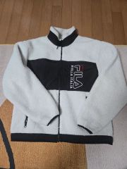 FILA フリース ジップアップ ジャケット 白 黒 Mサイズ
