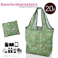 신품 산리오 キャラクターズ 抹茶デザイン 折りたたみエコバッグ 20L 軽量 コンパクト 肩掛け ショッピングバッグ 買い物バッグ サブバッグ ハローキティ 쿠로미 시나모롤 마이멜로디 0120