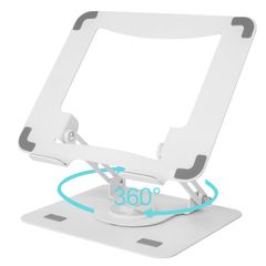 ノートパソコンスタンド 折りたたみ式 360°回転 ノートPC スタンド iPadスタンド角度／高さ無段階調節 人間工学 安定 放熱 姿勢改善 腰痛／猫背改善 PC／MacBook／ラップトップ／iPad／タブレットなどに対応 (ホワイト)