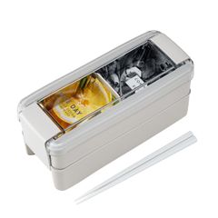岩崎工業 ラストロウェア 弁当箱 ランチボックス 680ml 2段 箸付き イージーケア 食洗機対応 レンジ対応 グレージュ B-1488 GB 0