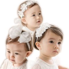 BIANHUAN ヘアバンド ベビー 赤ちゃん ヘアアクセサリー カチューシャ 3点セット ティアラ フラワー ヘアアクセ キッズ 花 お花 ゴム レース 刺繍 かわいい ヘッドドレス ギフト 1歳記念日 誕生日 0