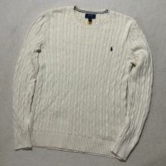 POLO RALPH LAUREN ポロラルフローレン アイボリー スモール刺繍ロゴ ケーブルニット