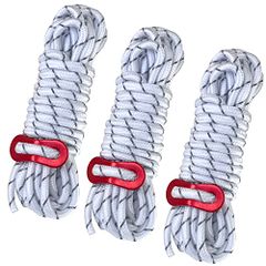 ★新品★Seekdem シークデム ガイロープ 5mm幅 長さ4m セット アルミニウム 自在金具付き 反射材入り パラコード テントロープ ガイライン タープロープ ホワイト bc2c4487