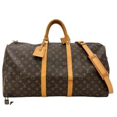 【中古】ルイヴィトン モノグラム キーポル55 バンドリエール ボストンバッグ ブラウン ゴールド金具 Bランク lv4887cc