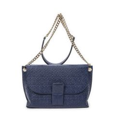 [中古] LOEWE ロエベ アナグラム アベニュー クロスボディ ネイビー アニマルエンボスレザー A