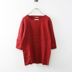 ソウソウ SOU・SOU 京都 高島縮 40/40 被風ジバン六分袖 S レッド＼Tシャツ カットソー スクエアネック【2400015256498】