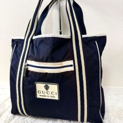 グッチ GUCCI トートバッグ ナイロン ハンドバッグ ネイビー