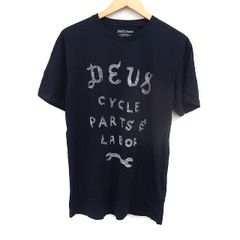 デウスエクスマキナ DEUS EX MACHINA ロゴ プリント Tシャツ カットソー 半袖 クルーネック コットン 綿 S ブラック 黒 /FT13